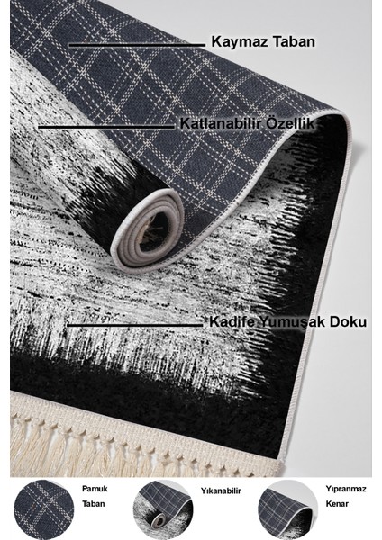 Kaymaz Taban Djt 3'lü Banyo Paspas Takımı Star Pamuk Karışık Modern 1342 Siyah indirimleri