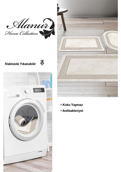 Kaymaz Taban Djt 3'lü Banyo Paspas Takımı Star Pamuk Karışık Modern 626M Krem modelleri
