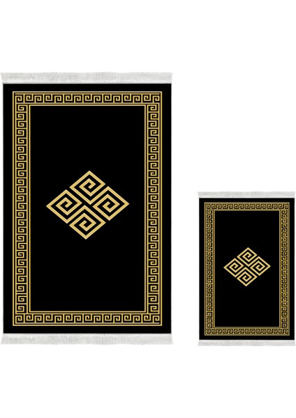 Kaymaz Taban Djt 3'lü Banyo Paspas Takımı Star Pamuk Karışık Modern 656M Gold