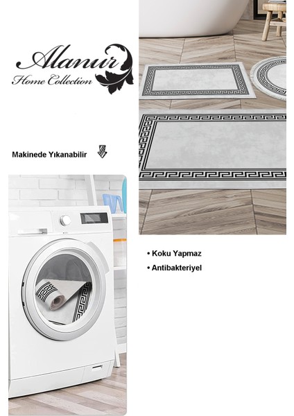 Kaymaz Taban Djt 3'lü Banyo Paspas Takımı Trend Karışık Modern 626M Antrasit