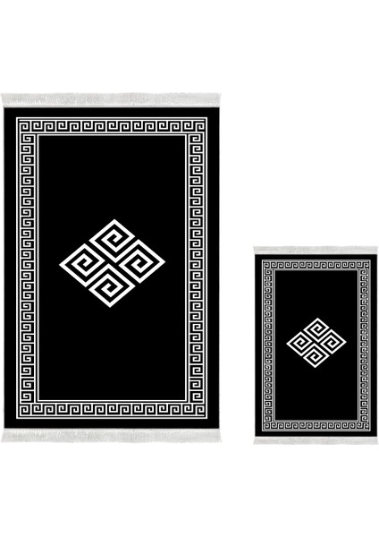 Kaymaz Taban Djt 3'lü Banyo Paspas Takımı Yıldız Deri Karışık Modern 656M Siyah fiyatları