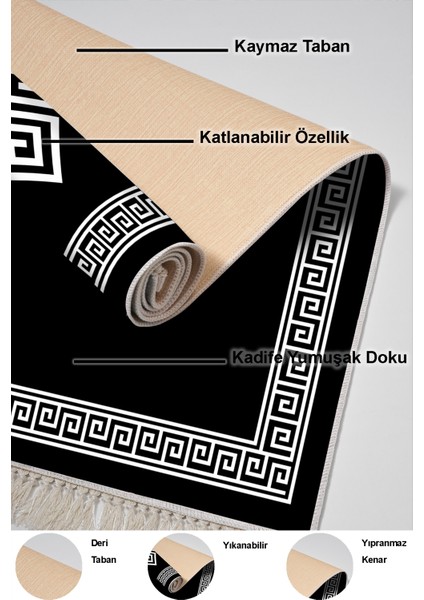 Kaymaz Taban Djt 3'lü Banyo Paspas Takımı Yıldız Deri Karışık Modern 656M Siyah indirimleri