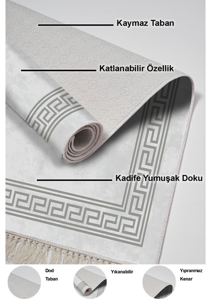 Kaymaz Taban Djt 3'lü Banyo Paspas Takımı Trend Karışık Modern 626M Gri