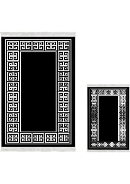 Kaymaz Taban Djt 3'lü Banyo Paspas Takımı Yıldız Deri Karışık Modern 608M Siyah fiyatları