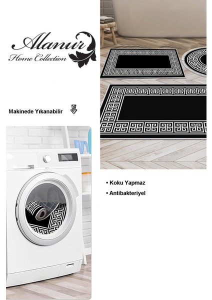 Kaymaz Taban Djt 3'lü Banyo Paspas Takımı Star Pamuk Karışık Modern 608M Siyah modelleri