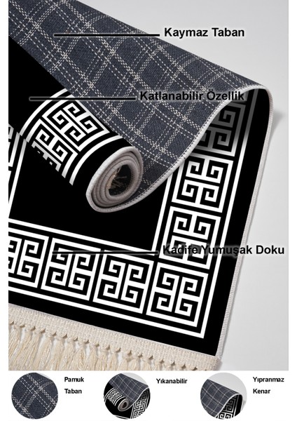 Kaymaz Taban Djt 3'lü Banyo Paspas Takımı Star Pamuk Karışık Modern 608M Siyah indirimleri