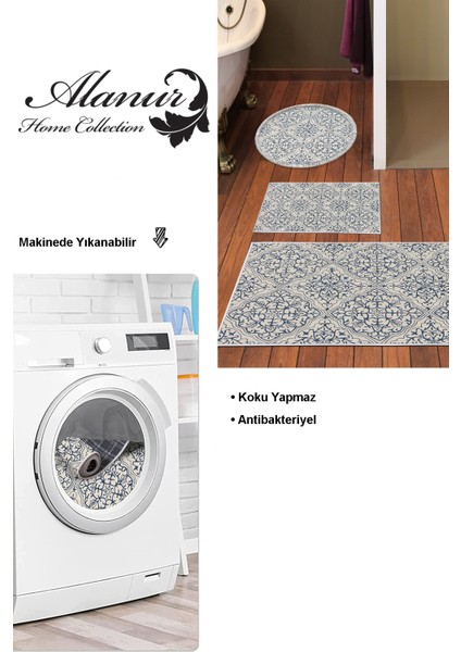 Kaymaz Taban Djt 3'lü Banyo Paspas Takımı Star Pamuk Karışık Modern 1906M Krem modelleri