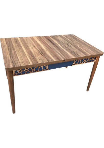 Masa Kütük Desen Motif Model Orta Açılır Ahşap Kayın Retro Torna Ayak Kutuda Sevk El Yapım