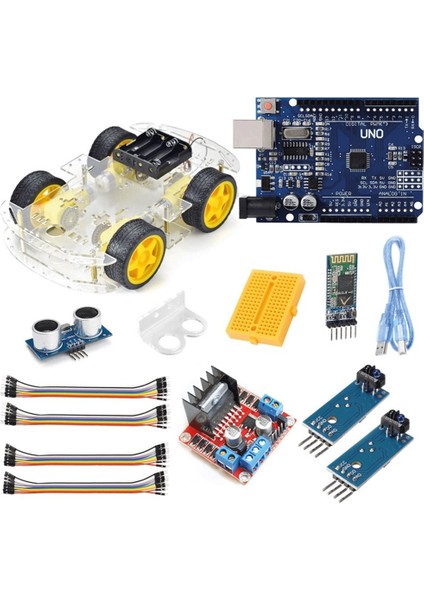 Bluetooth Robot Araba Kiti - 4WD AT0012