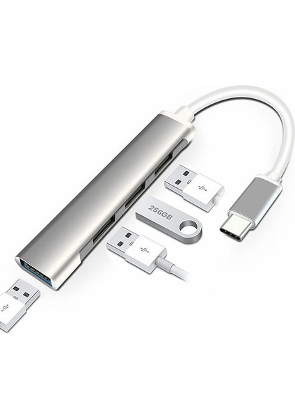 Type - C 4 Girişli USB Çoğaltıcı Type-C To USB Hub 4 Ports