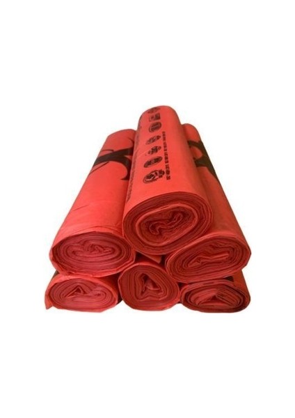 Imeci Tıbbi Atık Baskılı Büyük 100MC 10ADET 4,8kg 480GR 10 Rulo Kırmızı