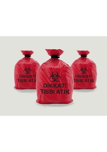 Imeci Tıbbi Atık Baskılı Büyük 100MC 10ADET 4,8kg 480GR 10 Rulo Kırmızı