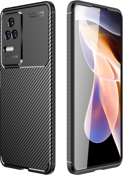 Apsuwa Xiaomi Poco F4 Kılıf Negro Karbon Desen Silikon + Ekran Koruyucu