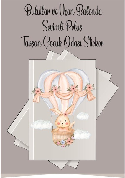 Bulutlar ve Uçan Balonda Sevimli Peluş Tavşan Sticker indirimleri