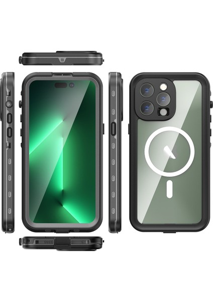 iPhone 14 Pro Max Su Geçirmez Kılıf Magsafe Waterproof Shockproof Ip 68 Sertifikalı Su Altı Kılıf