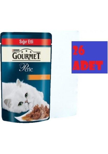 Gourmet Perle Izgara Sigir Etli Yetiskin Kedi Konservesi 85GR(26 Adet)