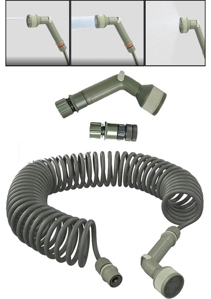 Spiral Hortum Seti Uzayan Bahçe Hortumu Tabancalı Fıskiyeli Hortum 15 Metre Konnektörler Dahil