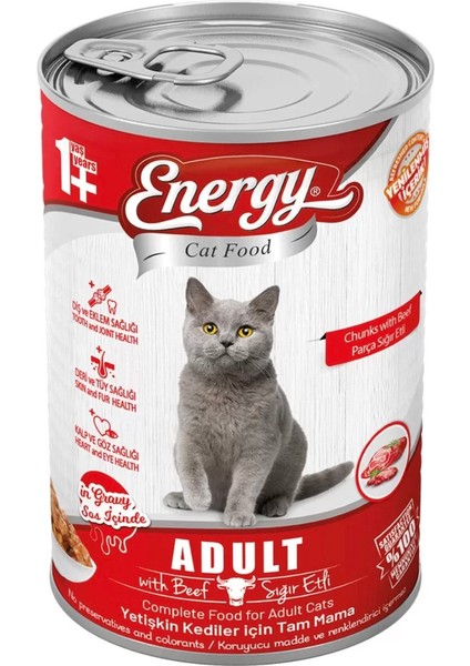 48 Adet Energy Sığır Etli Yetişkin Islak Kedi Maması ( Kedi Konserve Maması & Kedi Yaş Mama )