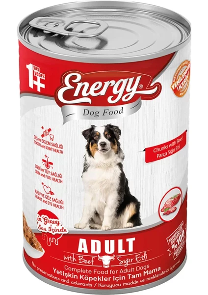 Pet Food Energy 6 Adet Energy Sığır Etli Yetişkin Islak Köpek Maması (400 G)