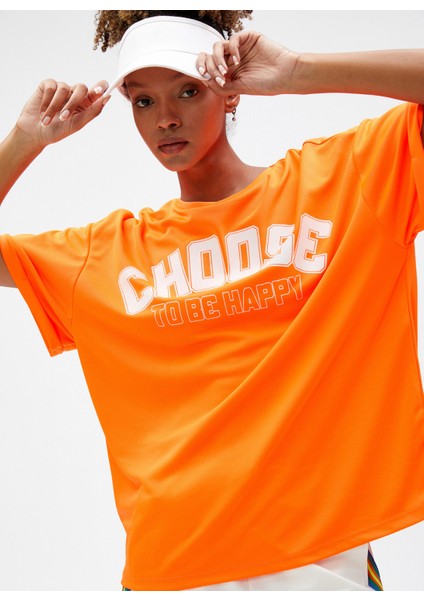 Bisiklet Yaka Düz Turuncu Kadın T-Shirt 3SAK10029NK