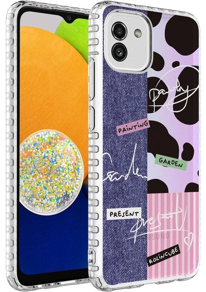 Samsung Galaxy A04 Kılıf Airbag Kenarlı Renkli Desenli Silikon Elegans Kapak