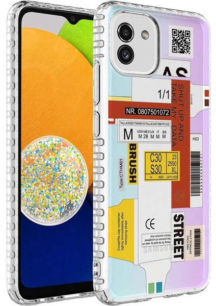 Samsung Galaxy A04 Kılıf Airbag Kenarlı Renkli Desenli Silikon Elegans Kapak