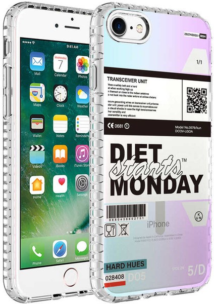 Apple iPhone 7 Kılıf Airbag Kenarlı Renkli Desenli Silikon Elegans Kapak