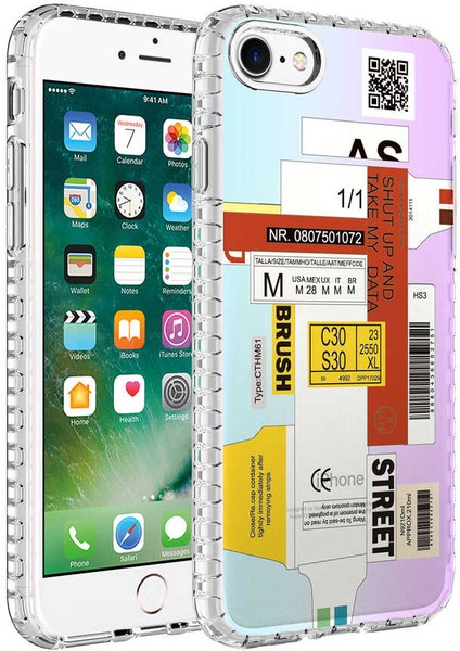 Apple iPhone Se 2020 Kılıf Airbag Kenarlı Renkli Desenli Silikon Elegans Kapak