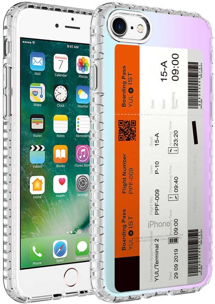 Apple iPhone Se 2020 Kılıf Airbag Kenarlı Renkli Desenli Silikon Elegans Kapak