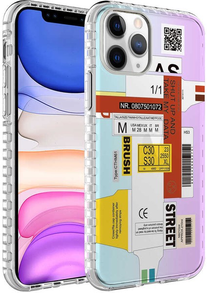 Apple iPhone 11 Pro Kılıf Airbag Kenarlı Renkli Desenli Silikon Elegans Kapak