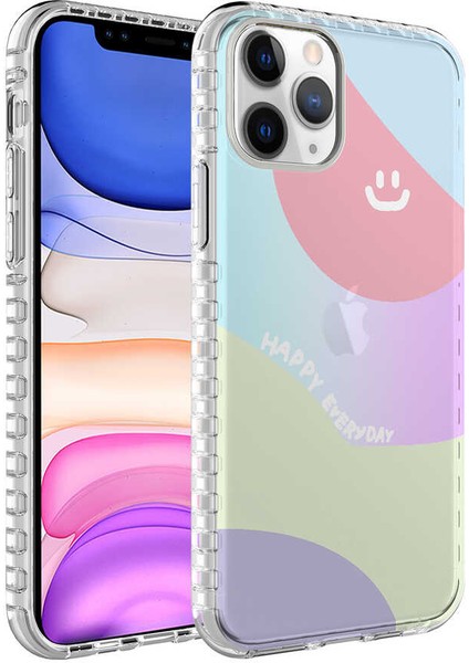 Apple iPhone 11 Pro Kılıf Airbag Kenarlı Renkli Desenli Silikon Elegans Kapak