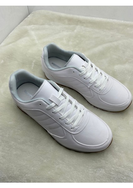 Çiğdem Beyaz Erkek Deri Sneaker Spor Ayakkabı (Zgn) - Beyaz - 43 - ST02207-BEYAZ-43