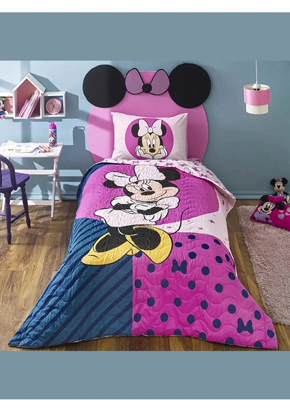 Lisanslı Kapitoneli Nevresim Takımı Minnie Mouse Smile Tek Kişilik