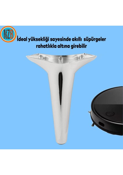 Mobilya Kanepe Sehpa Yatak Dolap Tv Ünitesi Baza Koltuk Ayağı Krom Renk 20 cm Ayak