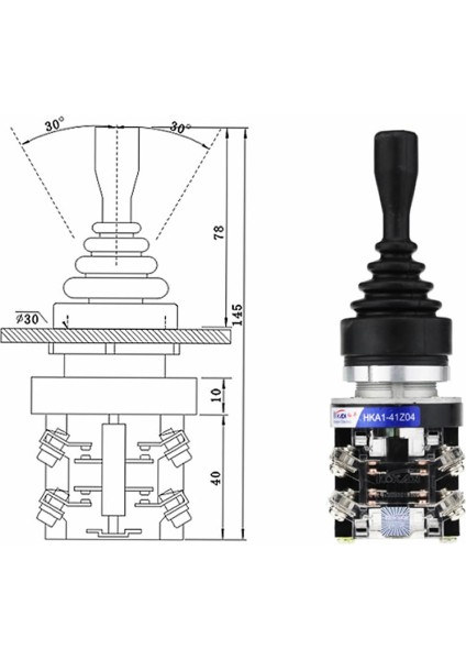 HKA1-41Z04 Joystick 4 Yön No Kumanda Kolu Momentary Anlık 10A 250V Monolever Anahtar