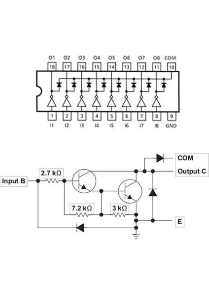 ULN2803A Npn 8 Adet Darlington Transistör Sürücü Entegre Modülü Bjt Bipolar Yüksek Voltaj Akım