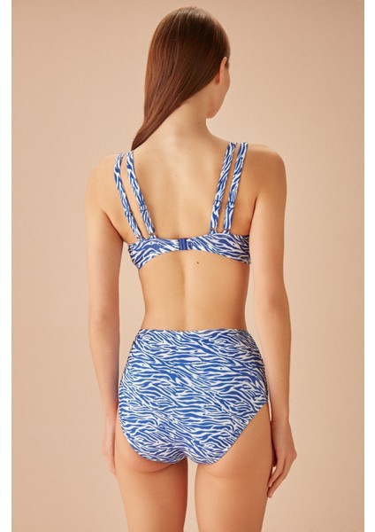 Yüksek Bel Kemerli Desenli Bikini Alt