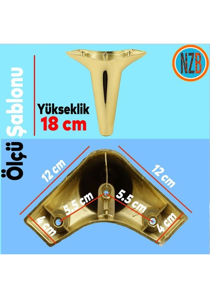 Mobilya Kanepe Yatak Sehpa Tv Ünitesi Baza Koltuk Ayağı Gold Altın Renk 18 cm Ayak fiyatları