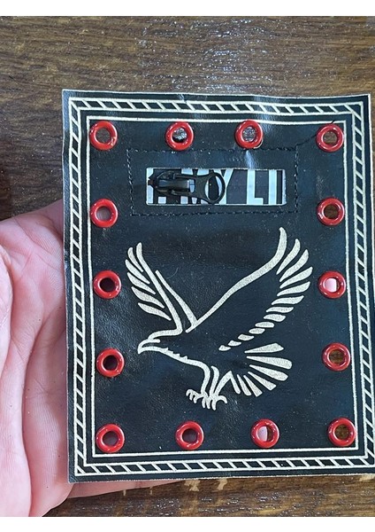 9X11 cm Kartal Görselli Deri Fermuarlı Aplike Arma Dikiş Hobi Aksesuarı