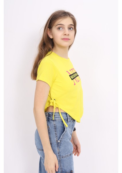 Angelos Girls Kız Çocuk Bağcıklı Crop T-Shirt 9-14 Yaş Lx 228