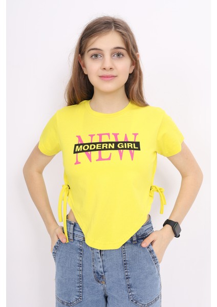 Angelos Girls Kız Çocuk Bağcıklı Crop T-Shirt 9-14 Yaş Lx 228