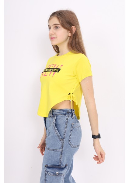 Angelos Girls Kız Çocuk Bağcıklı Crop T-Shirt 9-14 Yaş Lx 228