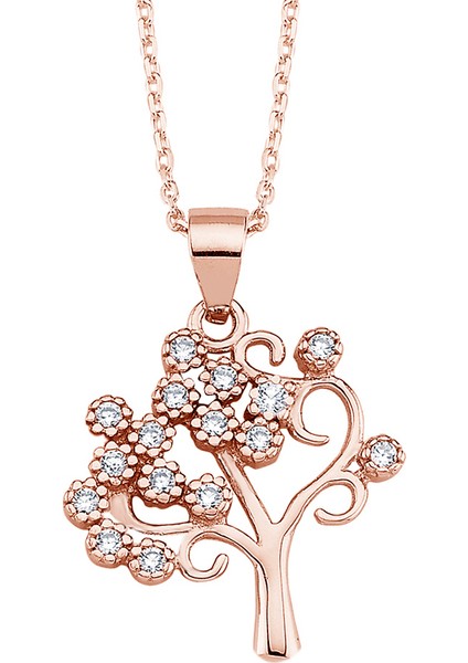 Rose Gümüş Hayat Ağacı Kolye
