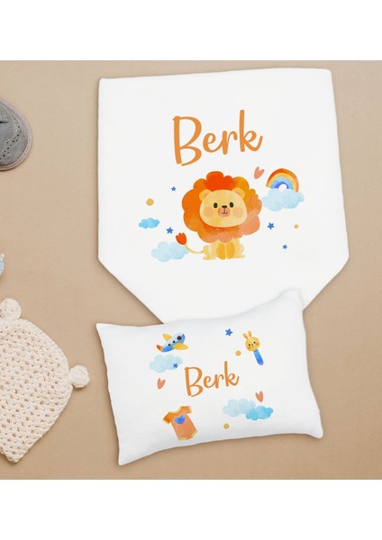 Bk Kids Kişiye Özel Isimli Bebek Battaniye ve Yastık Hediye Seti, Yeni Doğan Bebek Hediyesi, Bebek Uyku Seti-10