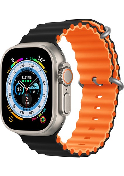 Apple Watch Uyumlu 42 mm 44 mm 45 mm 49 mm Kordon 1/2/3/4/5/6/se/7/8/ Watch Ultra Çift Renk Ocean Kordon