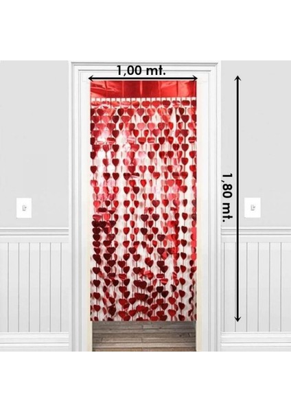 Metalize Kalpli Kırmızı Arka Fon Süs