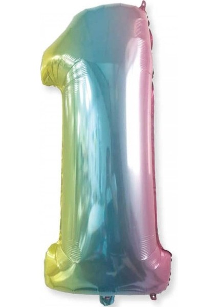 1 Rakam Rengarenk Folyo Balon 40 Inç 100 cm