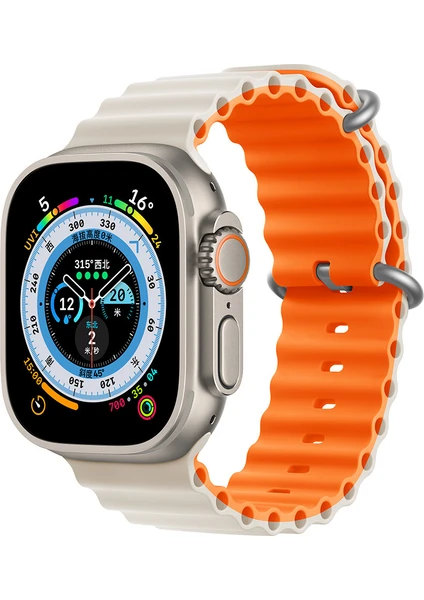 Apple Watch Uyumlu 42 mm 44 mm 45 mm 49 mm Kordon 1/2/3/4/5/6/se/7/8/ Watch Ultra Çift Renk Ocean Kordon