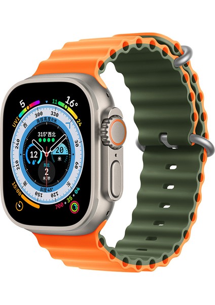 Apple Watch Uyumlu 42 mm 44 mm 45 mm 49 mm Kordon 1/2/3/4/5/6/se/7/8/ Watch Ultra Çift Renk Ocean Kordon