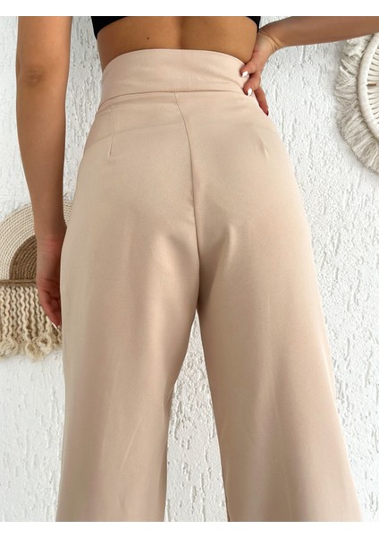 Kadın Cırtlı Plazzo Kumaş Pantolon modelleri